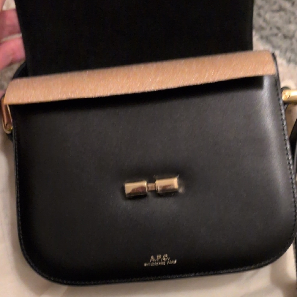 A.P.C. Grace Mini Black Leather Crossbody Bag with Gold-Tone Clasp - Picture 7 of 8